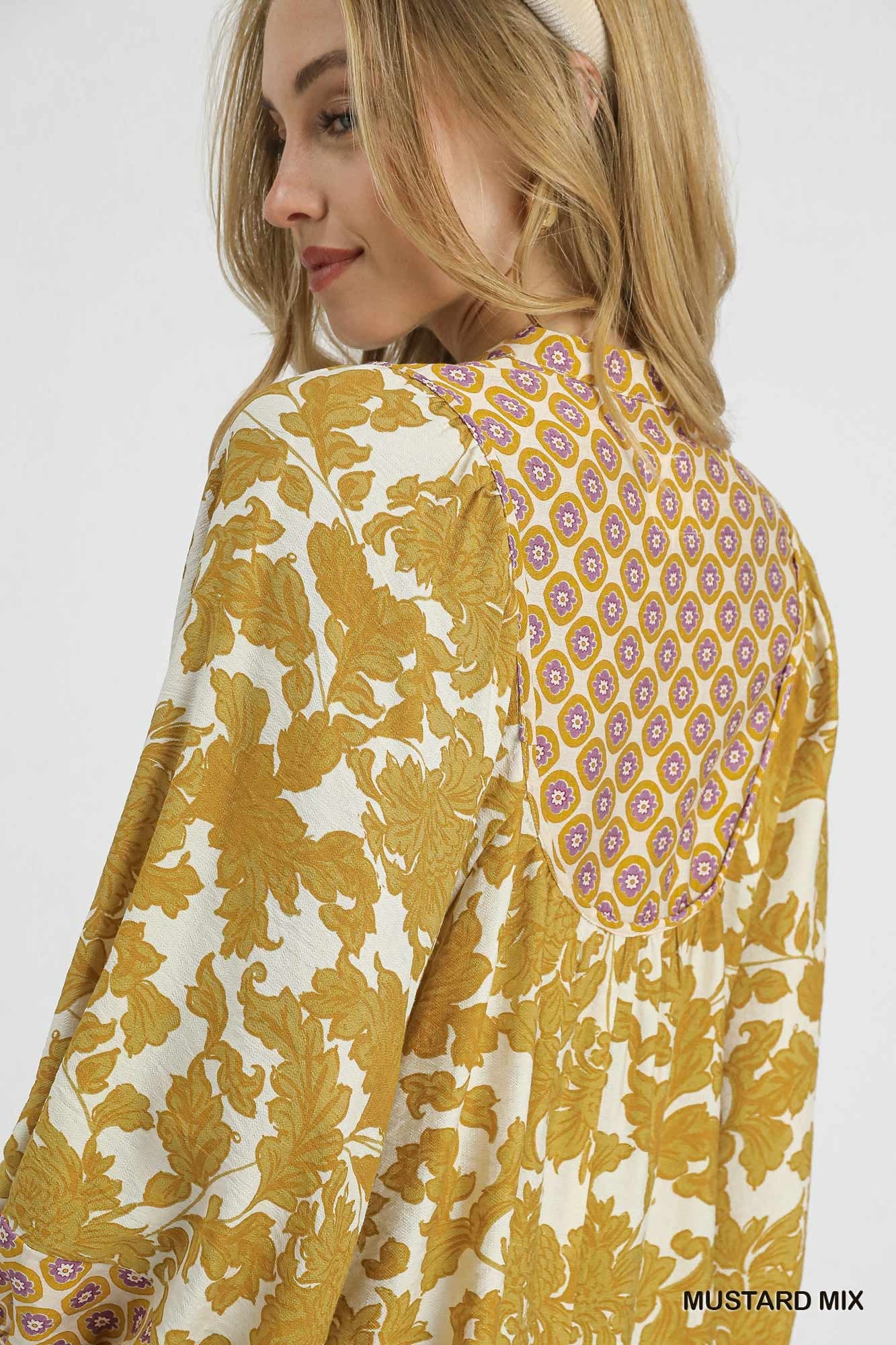 UMGEE Abstract Floral Top Mustard Mix