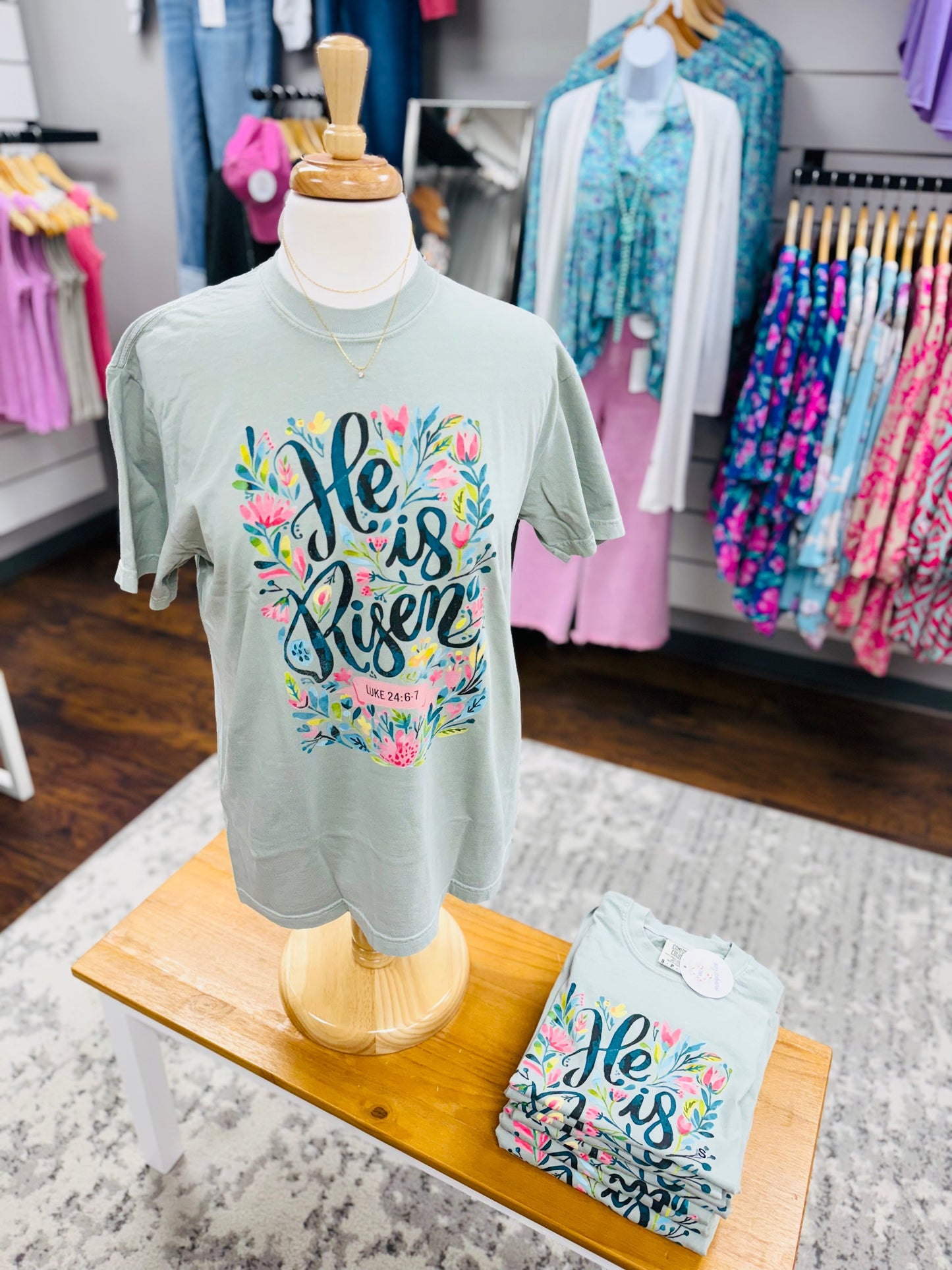 Comfort Colors Floral He Is Risen Tee