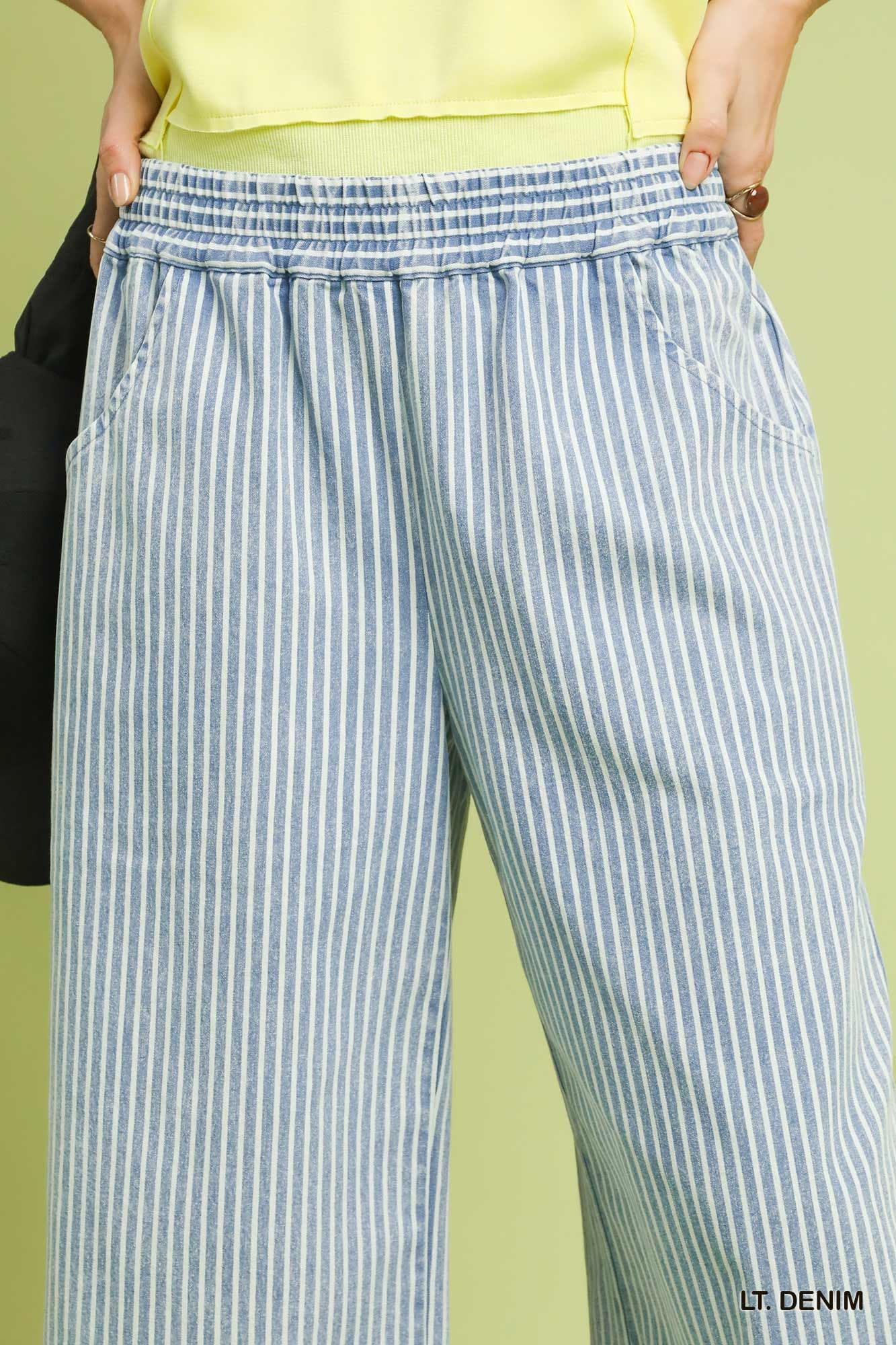 UMGEE Stripe Washed Light Denim Pant