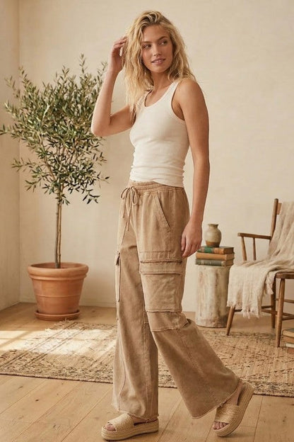 Mineral Washed Cargo Pant Mocha