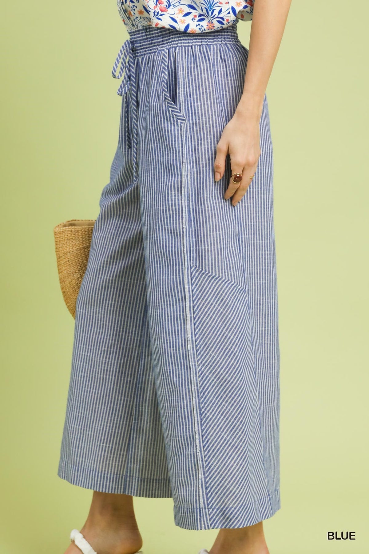 UMGEE Wide Leg Striped Pant Blue