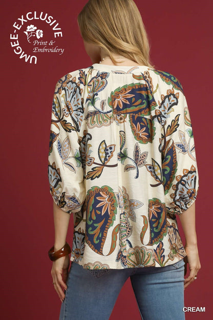 UMGEE Boho Paisley Top Cream Mix