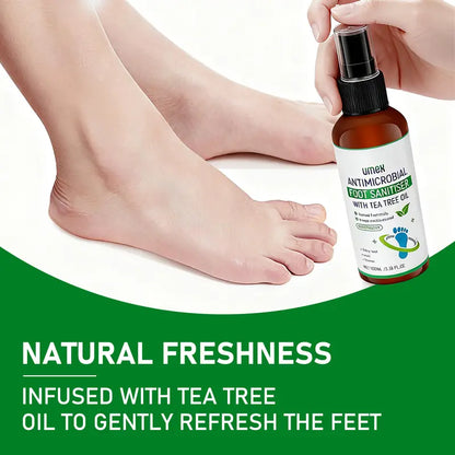 UMEX Tea Tree Foot Spray Kills Fungus & Odor Fast 97% Stink Elimination Repair Cracked Heels 100ml Quick-Dry Formula Clinically Tested Natural Antiseptic - Moisturizing Intensive Foot Care Foot Care Tool