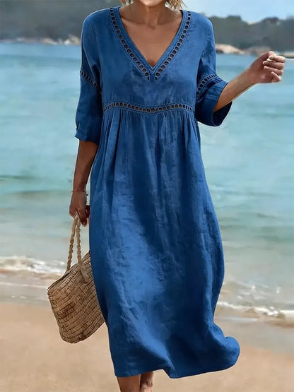 Quessia - Soft-Touch V-Neck Dress