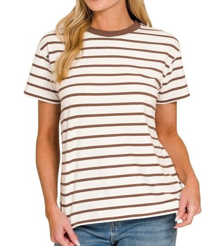 Stripe Classic Cotton Tee Mocha