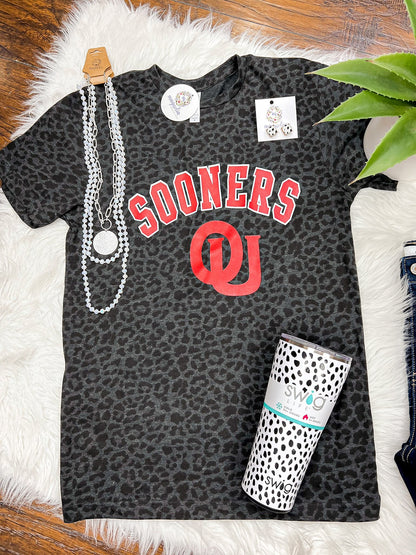 Oklahoma Sooners Leopard Print Graphic Tee