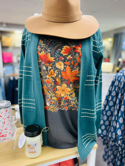 Stitch Stripe Cardigan Jade