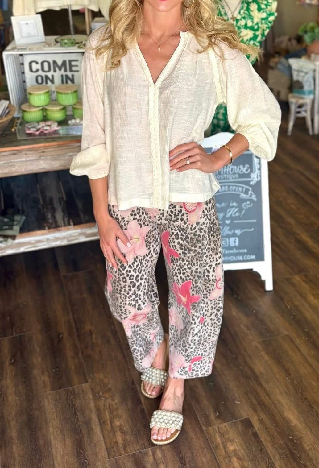 Leopard & Floral Print Pant