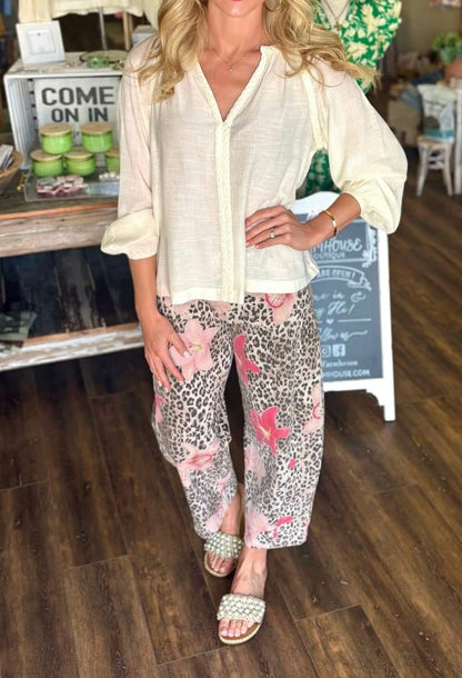 Leopard & Floral Print Pant