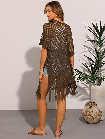 🥳2026 HOT SALE🥳💞50K+ SOLD!🌸☀️ 50% OFF! Oversized Knit Cardigan – Lightweight crochet tassel kimono for spring & summer. Breathable viscose‑nylon blend – no itch, no cling – layer over anything! 🧶✨