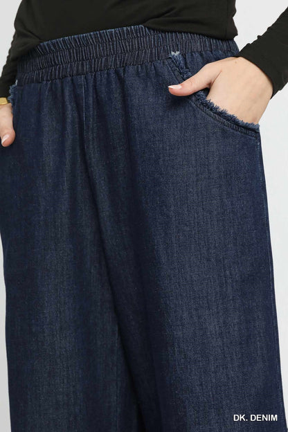 UMGEE Fringe Hem Dark Denim Pant