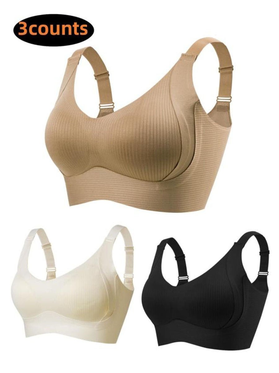 🌷 50% OFF – LIMITED TIME! 💕Subtle Striped Seamless Bra with W-Support ✨ Wire-Free Lift & Unmatched Comfort