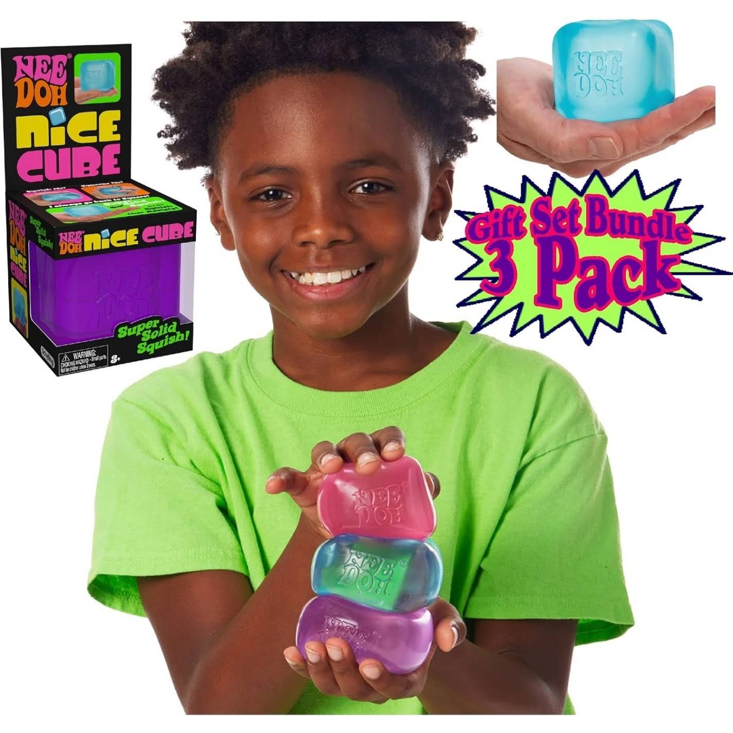Nice Cube Translucent NeeDoh – 3 Pack (Purple/Pink/Blue)