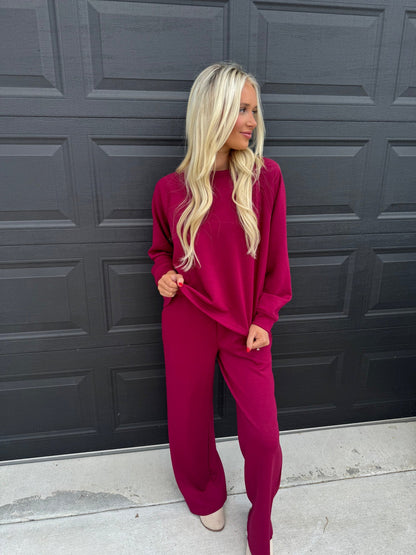 French Ribbed 2PC Set Wine