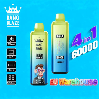 Bang Blaze 60000 60k Puffs 4 in 1 Flavors LED Display Disposable Vape EU Warehouse