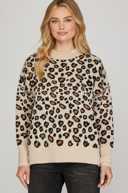 Lauren Leopard Sweater Taupe