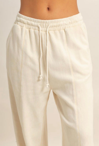 Wide Leg French Terry Pant Alpaca Beige