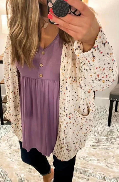 Ivory Cream Confetti Confetti Cardigan