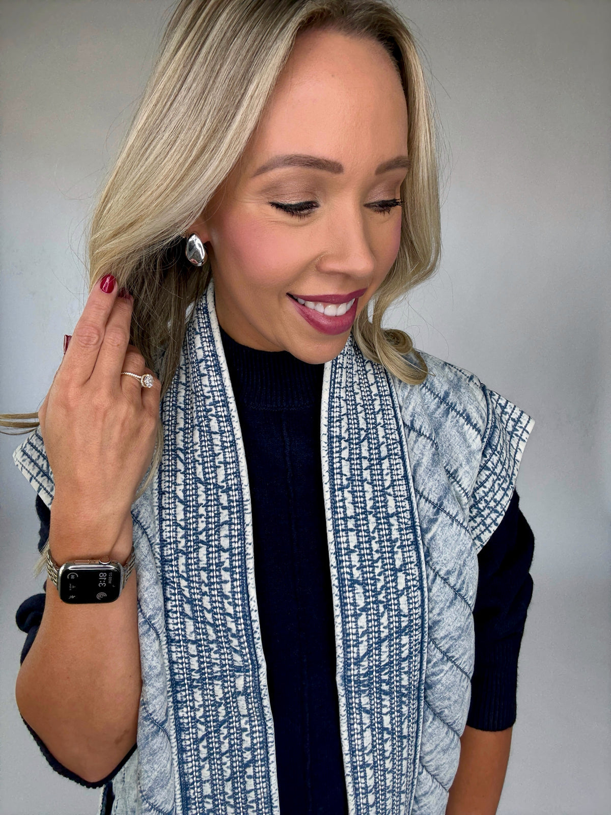 Washed Denim Quilted Vest