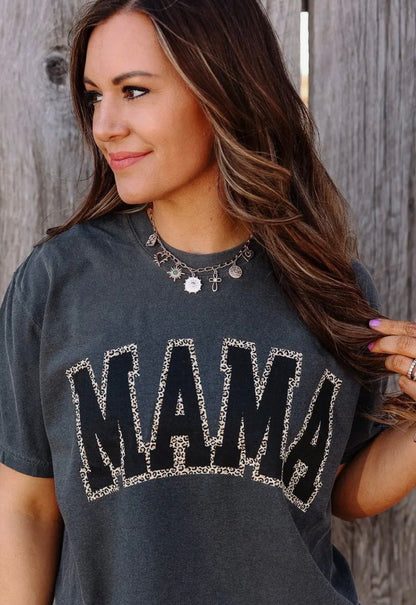 Comfort Colors Mama Outline Leopard Tee