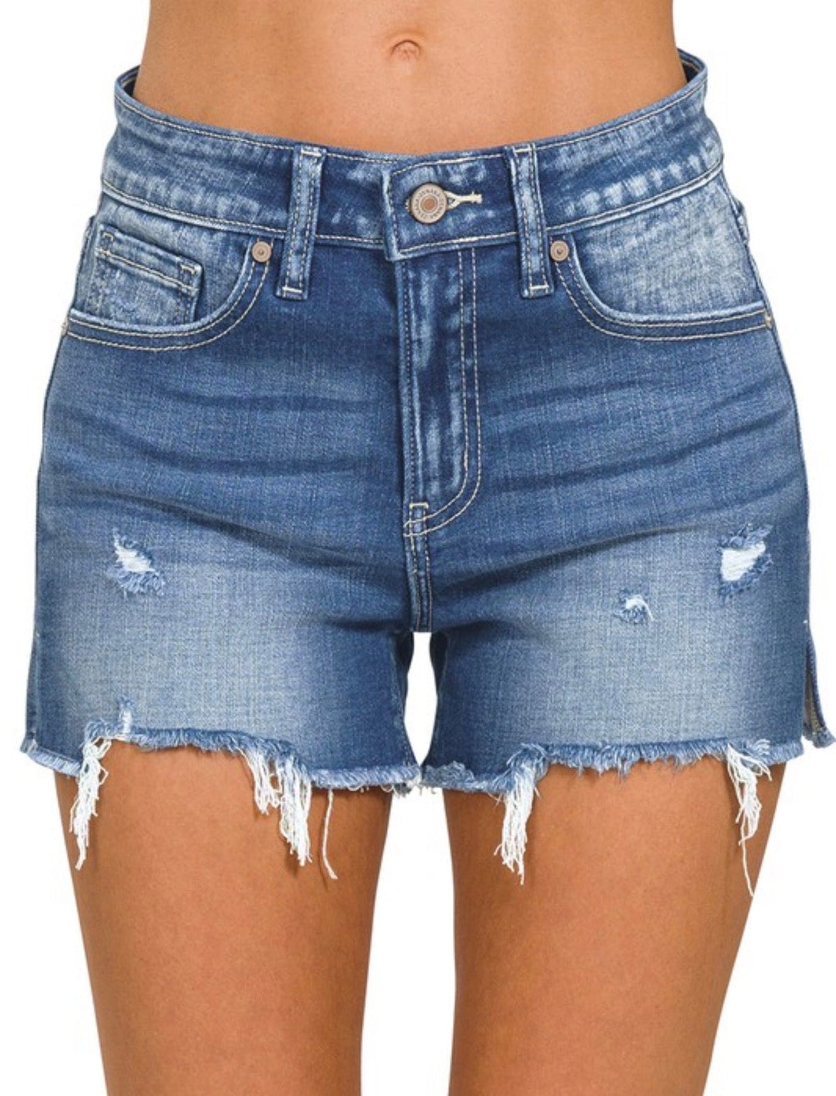 Zenana Ellie Frayed Hem Shorts