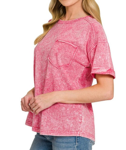 Halo Mineral Washed Pocket Tee Vintage Red
