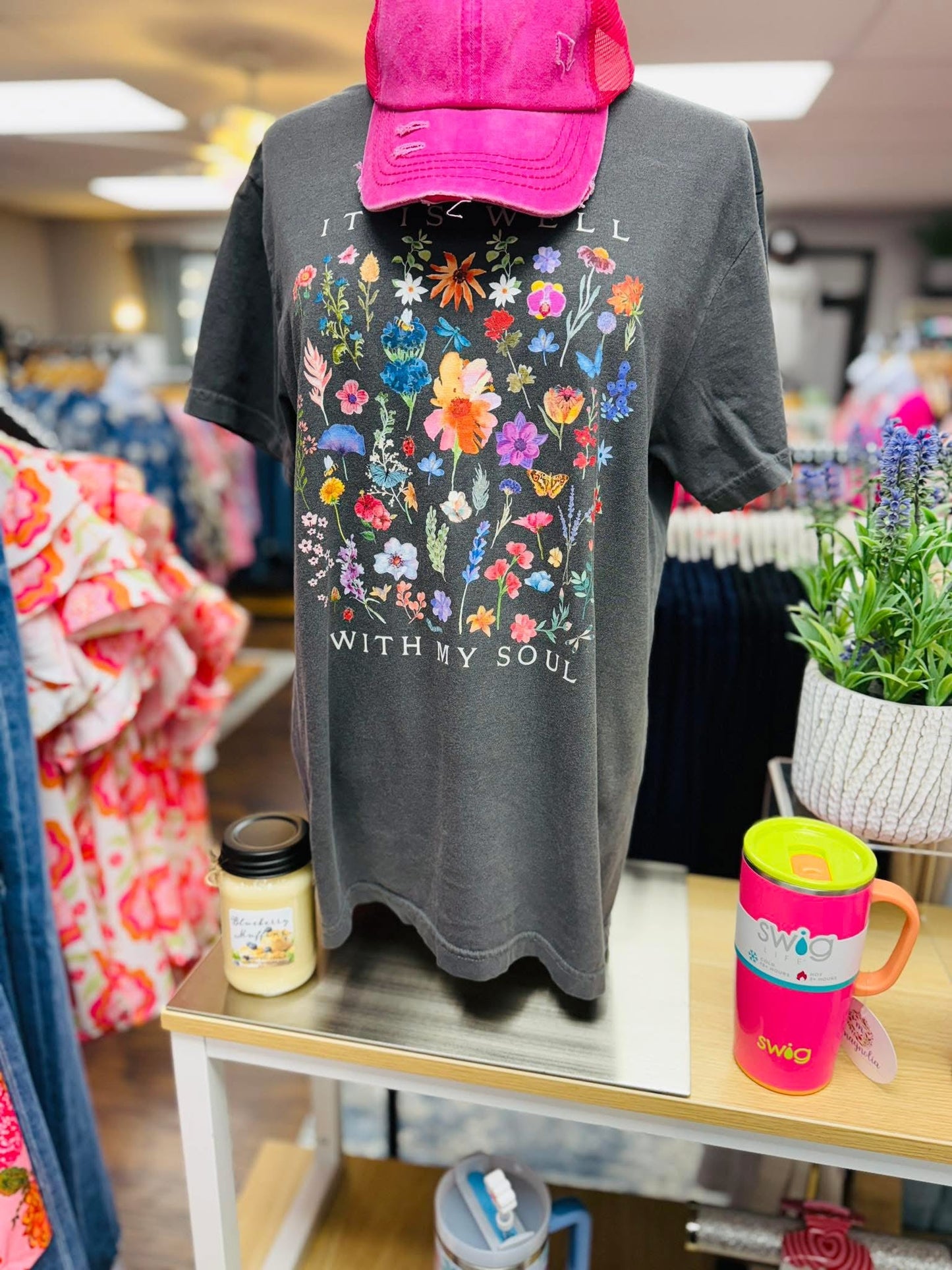 Comfort Colors Pepper Floral It is Well Tee