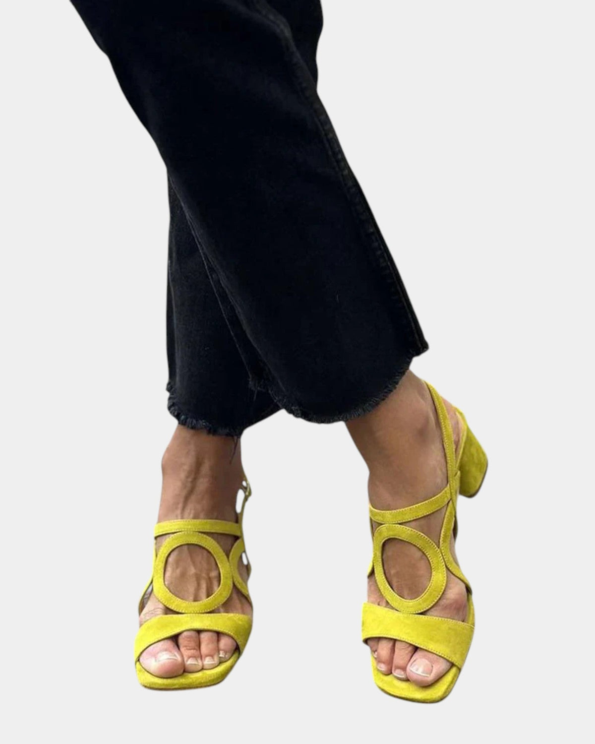 Florette - Cutout Strap Block Heel Sandals