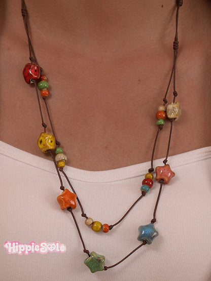 Handmade Colorful Braided Ceramic Beads Necklace
