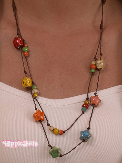 Handmade Colorful Braided Ceramic Beads Necklace