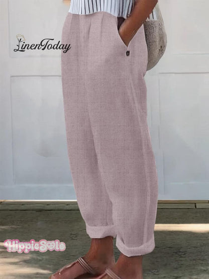 Women's Printed Cotton And Linen Casual Pants