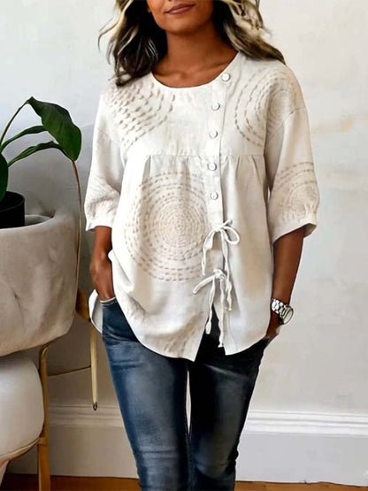 Kalliope - Button Front Casual Blouse