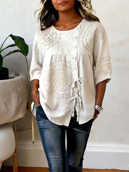 Kalliope - Button Front Casual Blouse