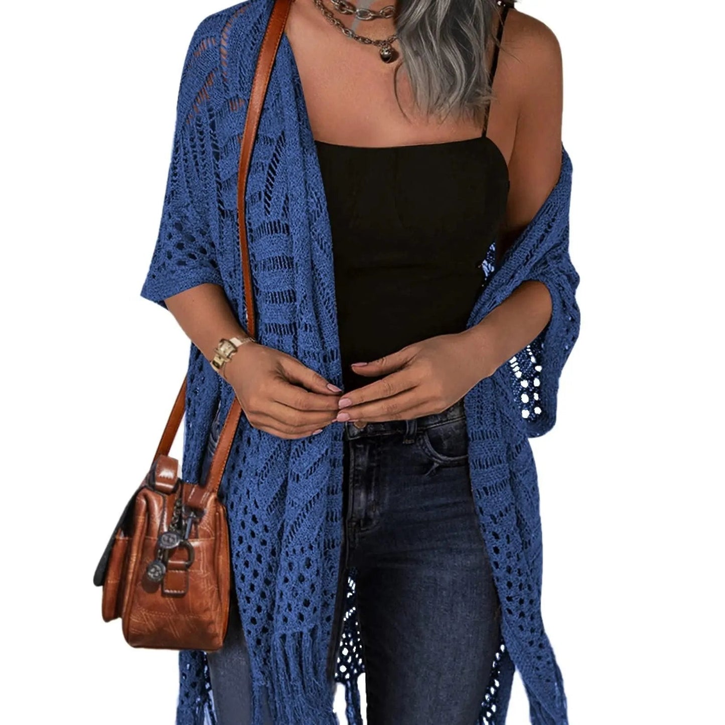 🥳2026 HOT SALE🥳💞50K+ SOLD!🌸☀️ 50% OFF! Oversized Knit Cardigan – Lightweight crochet tassel kimono for spring & summer. Breathable viscose‑nylon blend – no itch, no cling – layer over anything! 🧶✨
