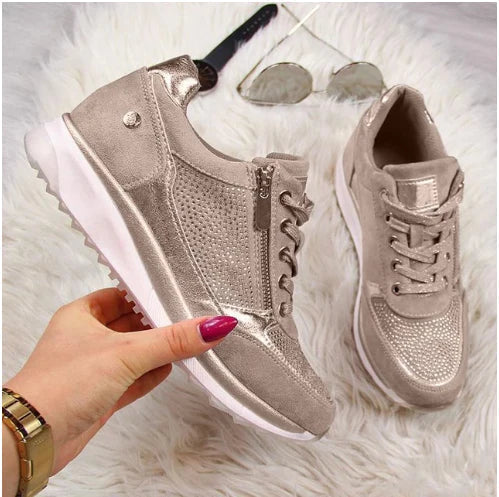 Raina - Lace Up Sneakers With Side Zip Casual Fit