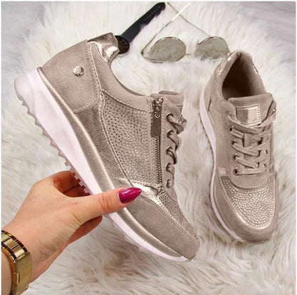 Raina - Lace Up Sneakers With Side Zip Casual Fit