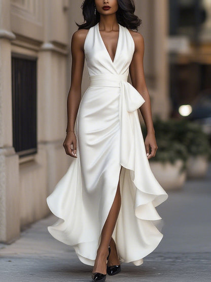 Palmer - Luxe Halter Wrap Maxi Dress