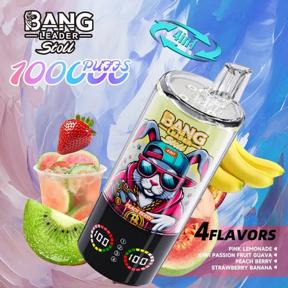Bang Leader Stoll 100K 100000 Puffs 4 in 1 Flavors & Quad Mesh Coil LED Display Disposable Vape