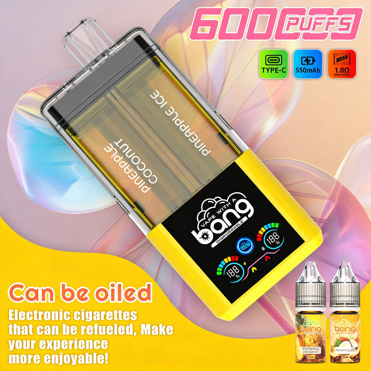 Bang 60K 60000 Puffs Dual Flavors Rechargeable Original Refillable Oil Vape