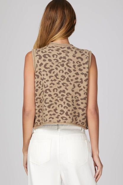 Mocha Leopard Button Sweater