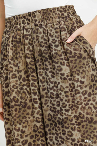 UMGEE Leopard Wide Leg Pant Olive Mix