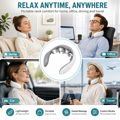 🔥 Hot Deal! Heated 4D Neck Massager 💆‍♂️ Portable 4D Neck Relaxer for Stress Relief & Pain Relief ✨