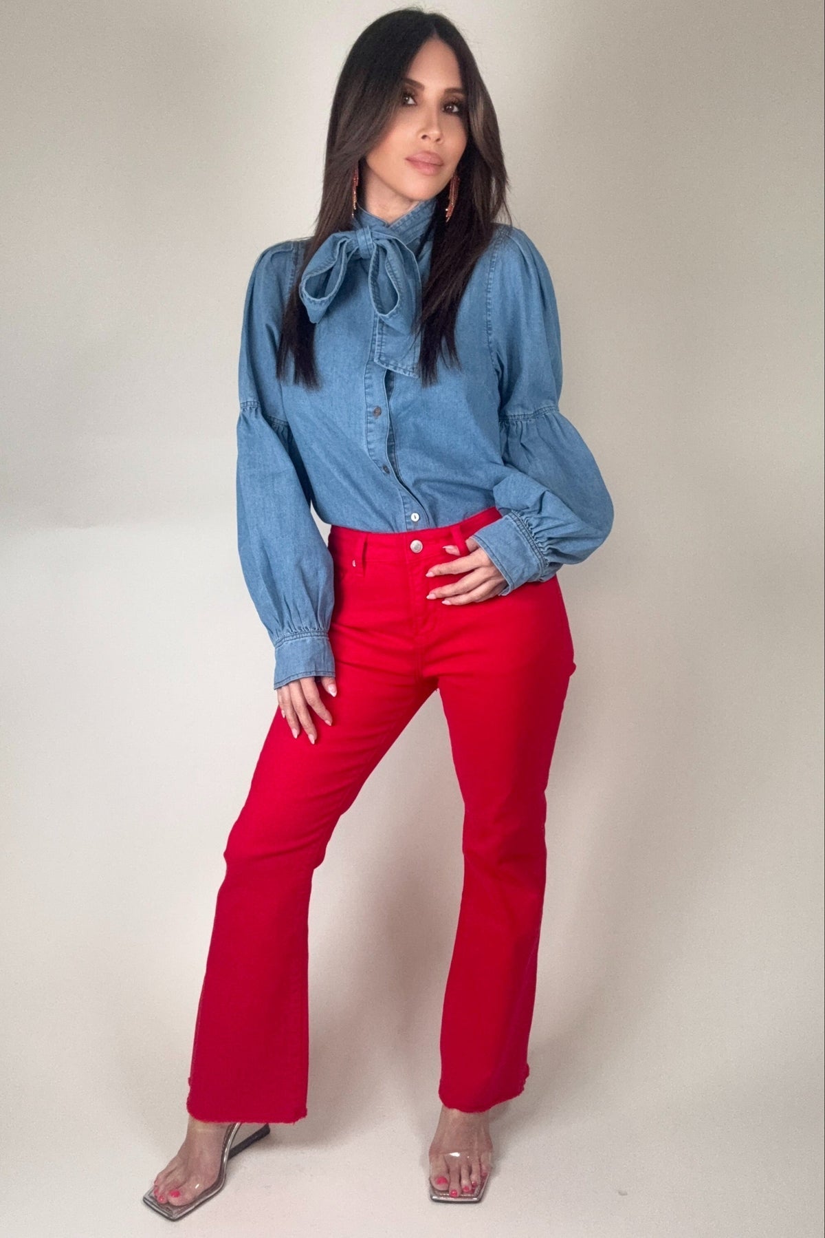 MICA Red Ankle Flare Jean
