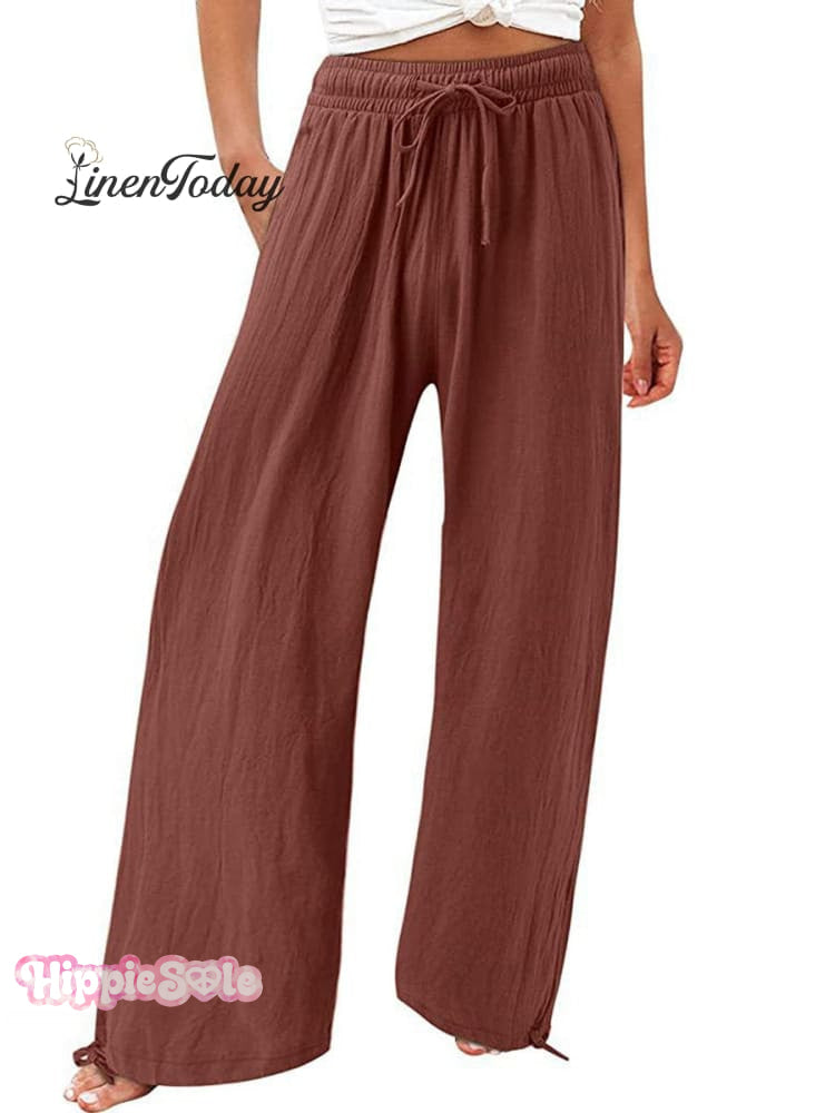 Women's Cotton And Linen Wide Leg Casual Pants
