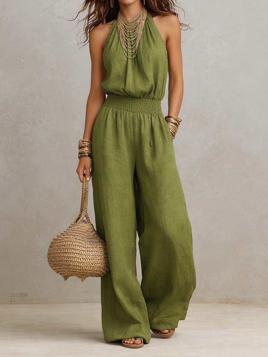 Elenie - Lightweight Halter-Neck Jumpsuit