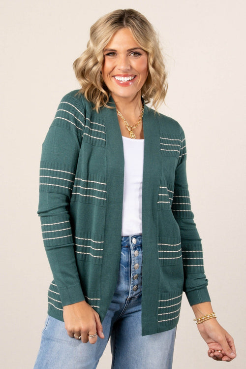 Stitch Stripe Cardigan Jade