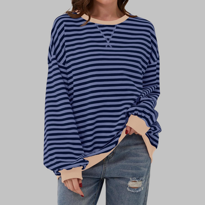 Viveca - Soft-Touch Striped Long-Sleeve Sweatshirt