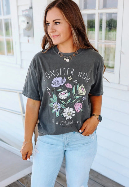 Consider How The Wildflowers Grow Tee Pepper