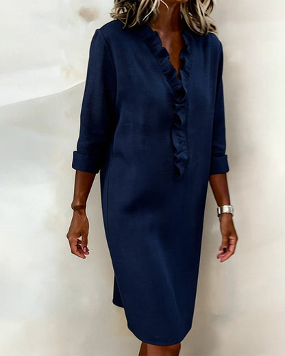 Dorelle - Breezy Linen-Blend Ruffle Shift Dress