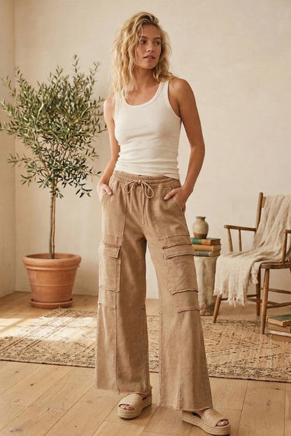 Mineral Washed Cargo Pant Mocha